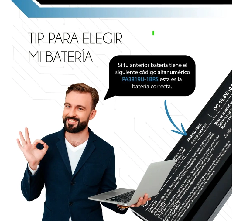 BATERIA COMPATIBLE TOSHIBA PA3817U PA3819U PABAS228 C655 NEGRO - 2