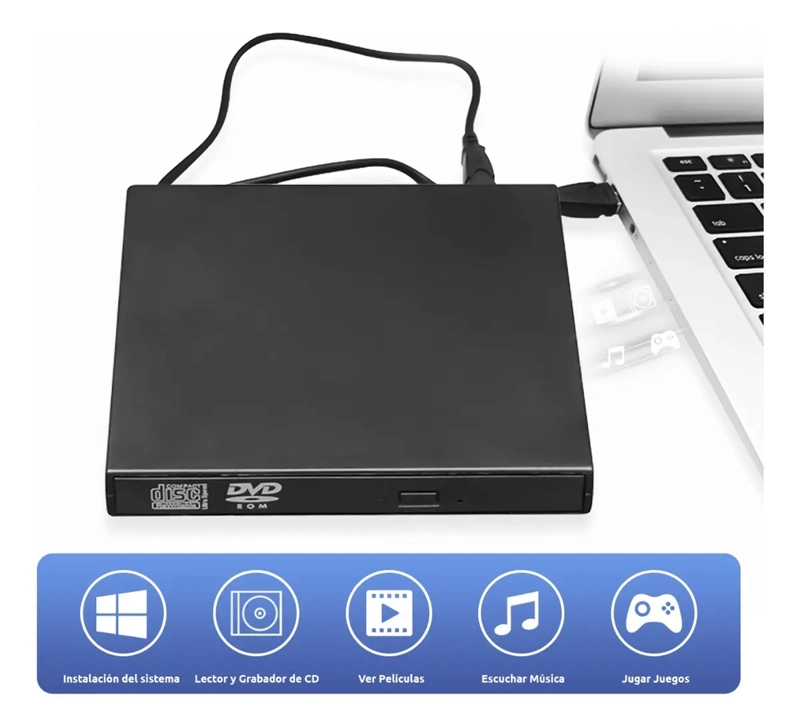 GRABADORA EXTERNA DVD BURNER DRIVES USB 2.0 PARA CD Y DVD - 2