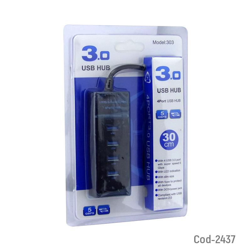 HUB USB 3.0 4 PUERTOS DE ALTA VELOCIDAD CON INDICADOR LED 5GB USB 3.0 - 2