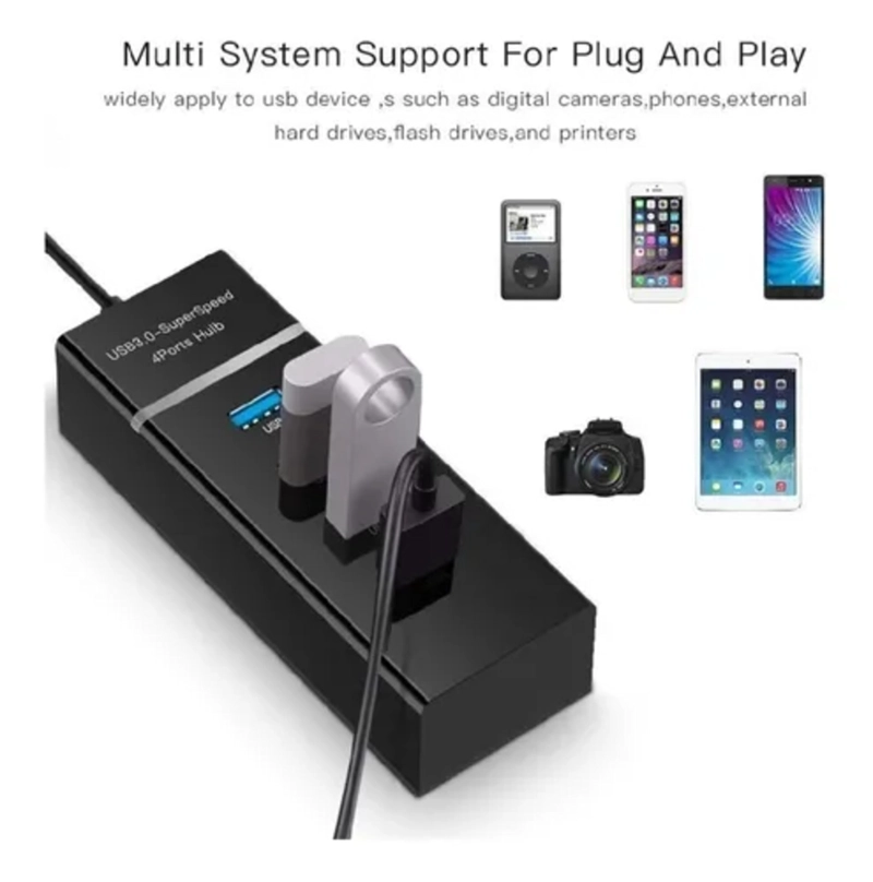 HUB USB 3.0 4 PUERTOS DE ALTA VELOCIDAD CON INDICADOR LED 5GB USB 3.0 - 3