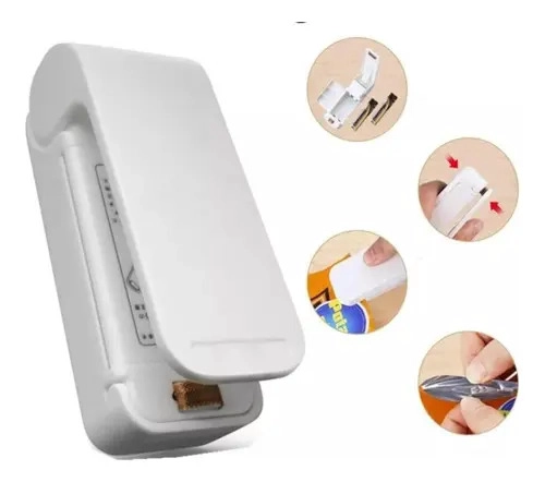 MINI SELLADOR DE BOLSAS PORTATIL DE PILAS COLOR BLANCO - 1