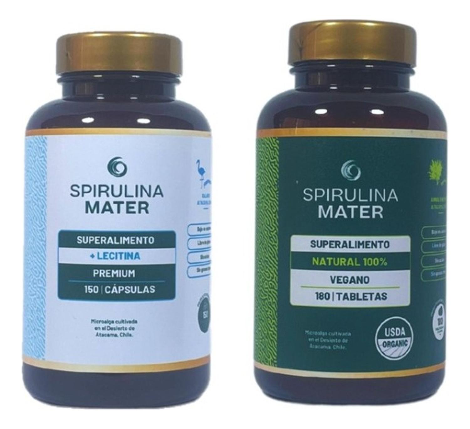 PACK SPIRULINA SPIRULINA MATER CON LECITINA + SPIRULINA 180 TABLETAS - 1