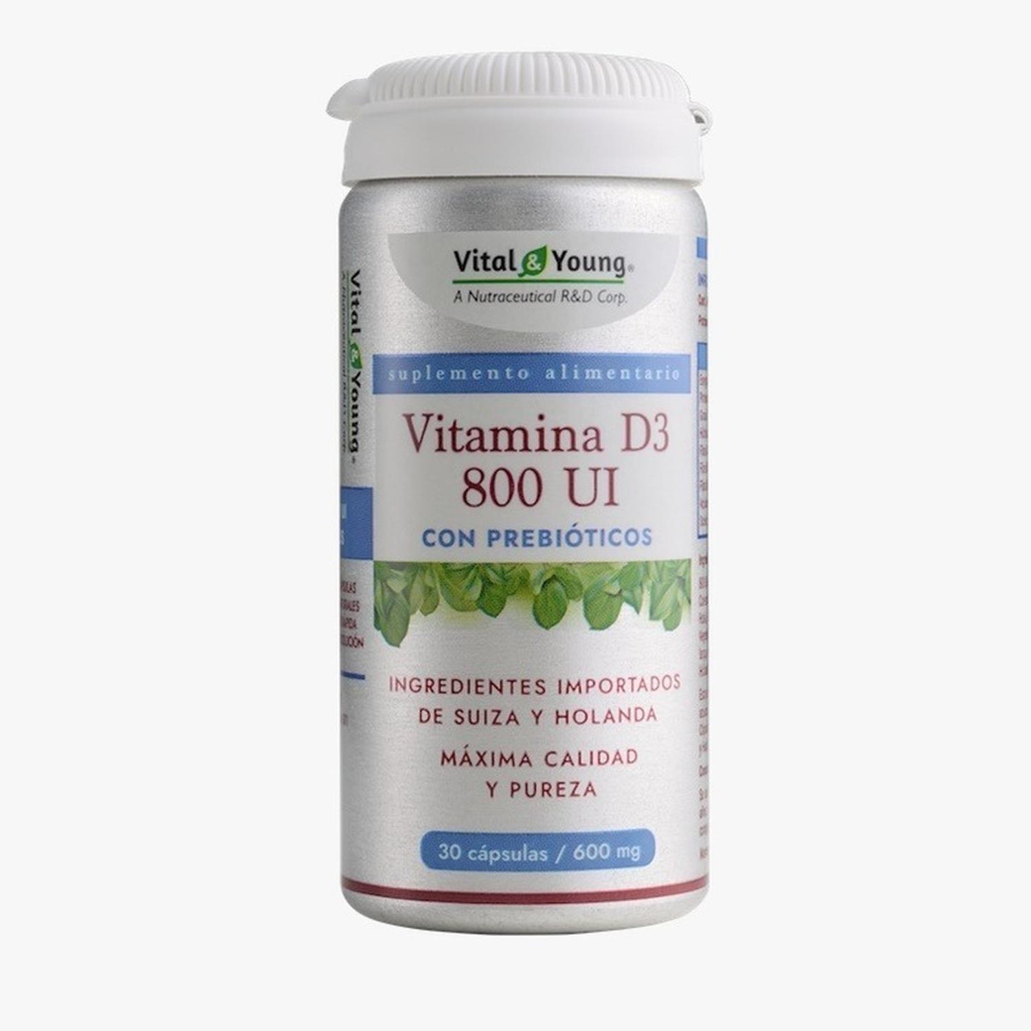 SUPLEMENTO ALIMENTICIO VITAL & YOUNG VITAMINA D3 800 UI + PREBIÓTICOS - 1