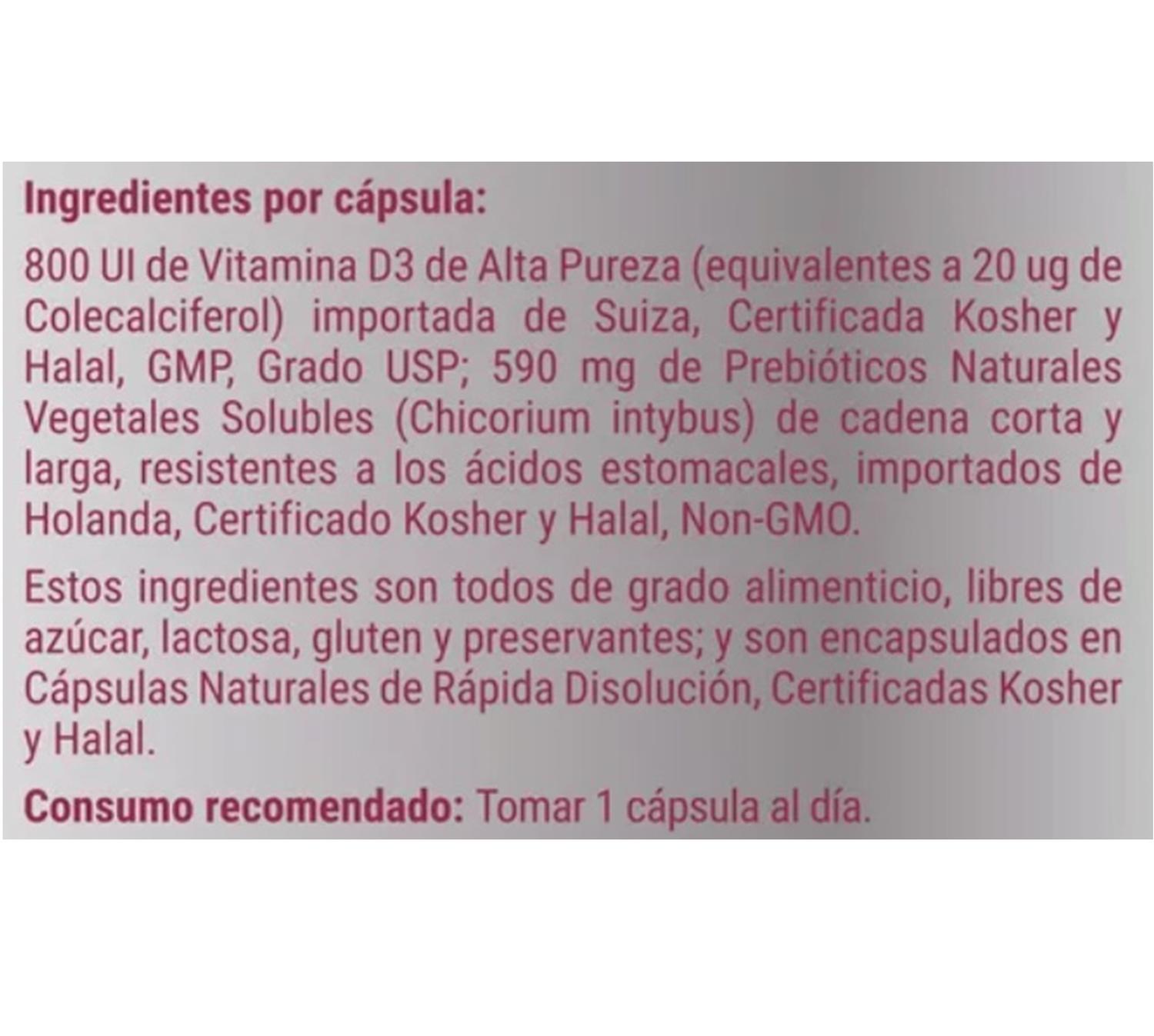 SUPLEMENTO ALIMENTICIO VITAL & YOUNG VITAMINA D3 800 UI + PREBIÓTICOS - 2