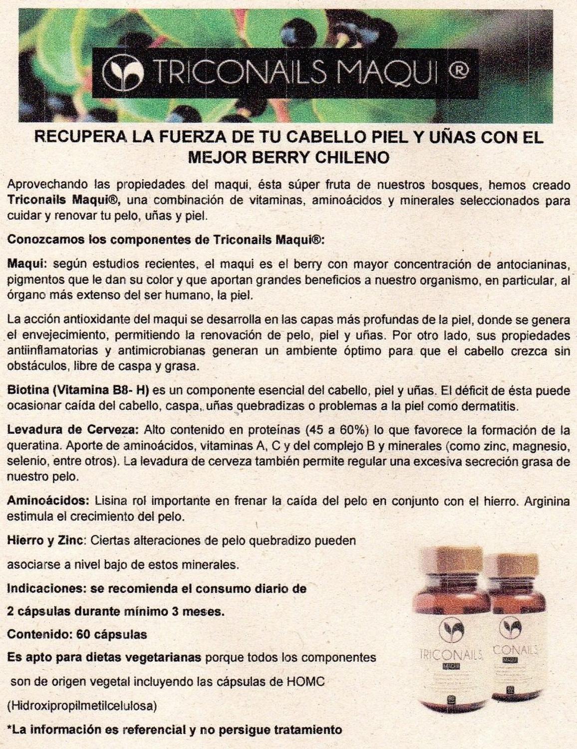 SUPLEMENTO ALIMENTICIO MÁS PELO TRICONAILS FORTALECE PELO UÑAS Y PIEL - 2