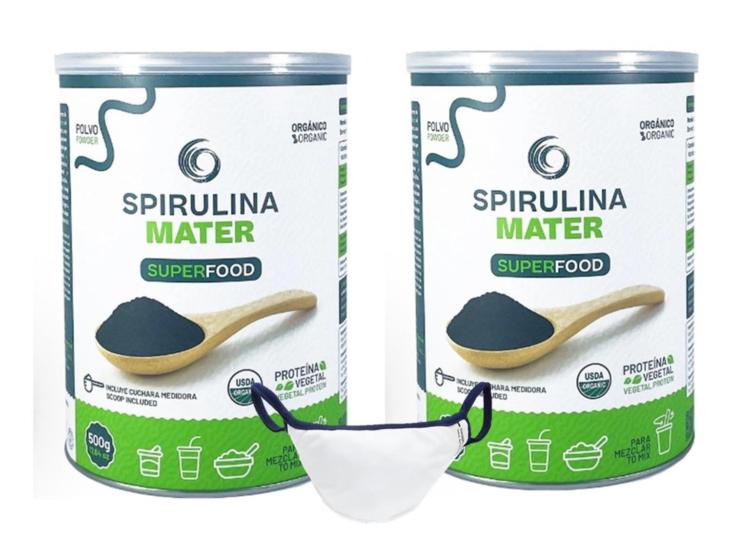 PROMO SPIRULINA MATER 2 X 500G + MASCARILLA CON COBRE - 1