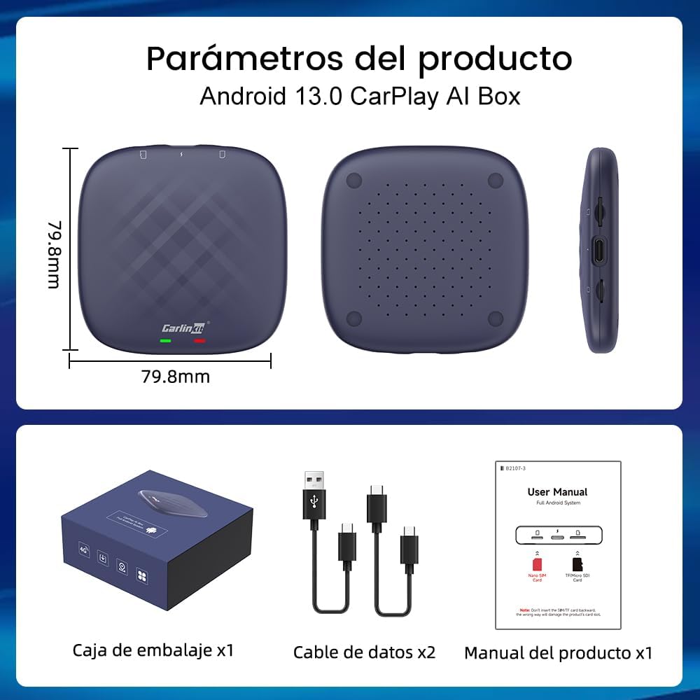 CARLINKIT ADAPTADOR ANDROID 13 CARPLAY ANDROID AUTO 8+128GB - 2