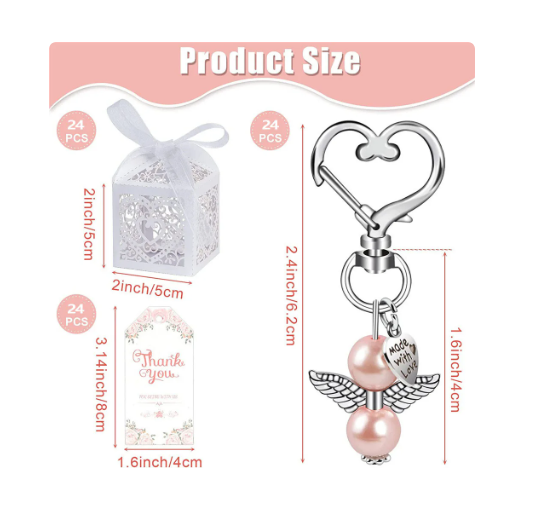 LLAVERO DE ANGEL PARA BABY SHOWER RECUERDO BODA PACK 24PCS - 4