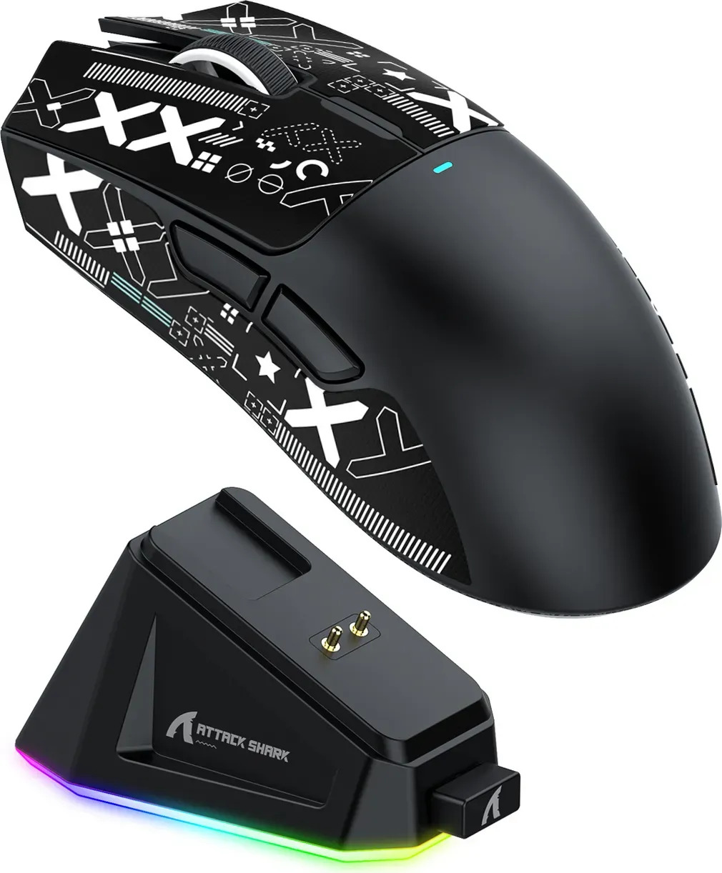 RATÓN GAMER X11 ATTACK SHARK 22000 DPI PAW3311 DOCK EN COLOR NEGRO - 2