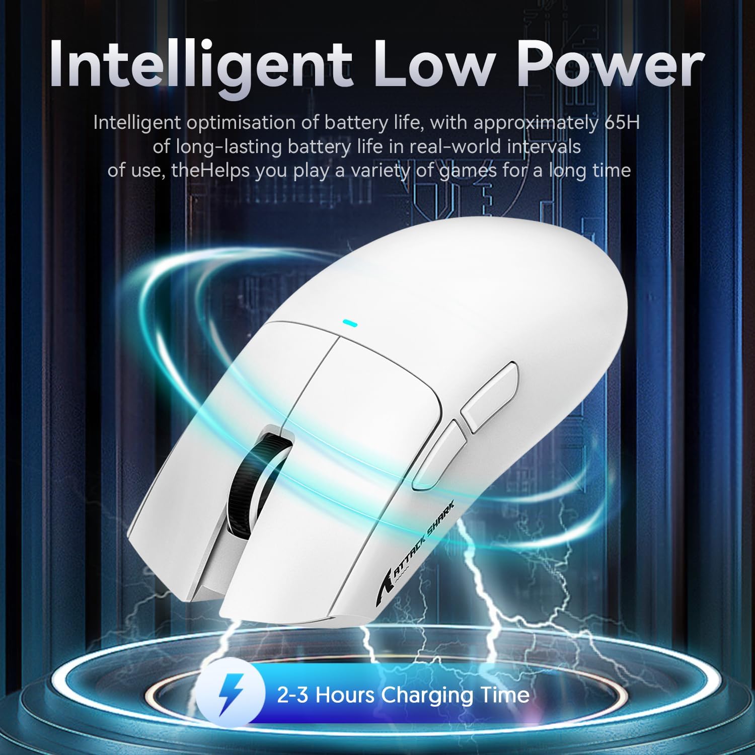RATÓN GAMER X11 ATTACK SHARK 22000 DPI PAW3311 DOCK EN COLOR BLANCO - 3