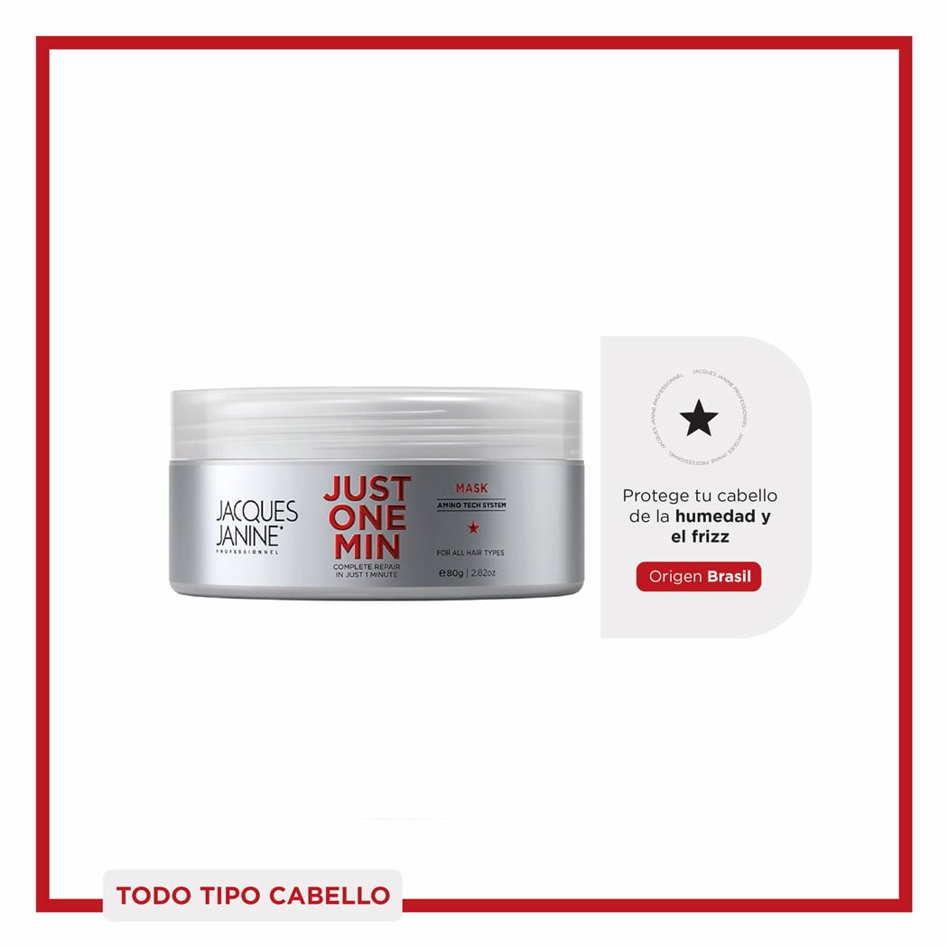 Mascarilla Intensiva Brillo y Suavidad Capilar Just One Minute Jacques Janine 80g - 1