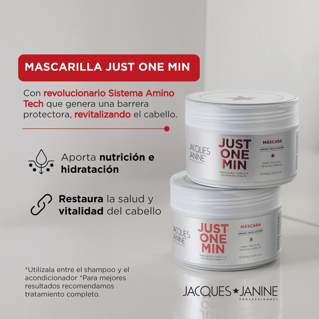 Mascarilla Intensiva Brillo y Suavidad Capilar Just One Minute Jacques Janine 80g - 3