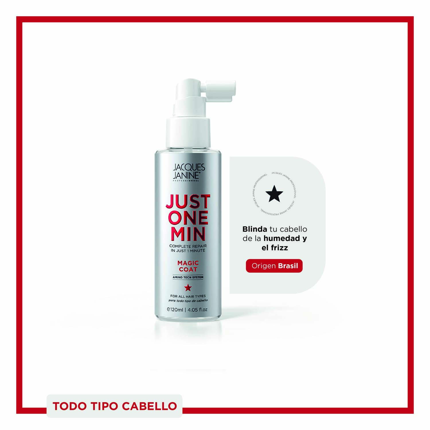 Spray Capilar Antifrizz Protección y Brillo Just One Minute Jacques Janine 120ml - 1