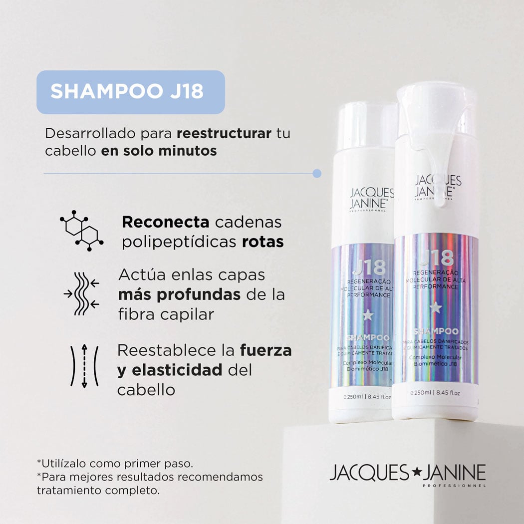 Shampoo Intensivo para Cabello Dañado Regeneración Molecular J18 Jacques Janine 250ml - 3