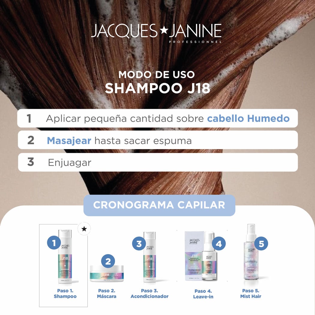 Shampoo Intensivo para Cabello Dañado Regeneración Molecular J18 Jacques Janine 250ml - 4