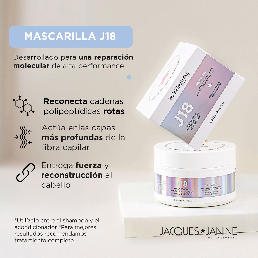 MASCARILLA INTENSIVA PARA CABELLO DAÑADO REGENERACIÓN MOLECULAR J18 JACQUES JANINE 80G - 3