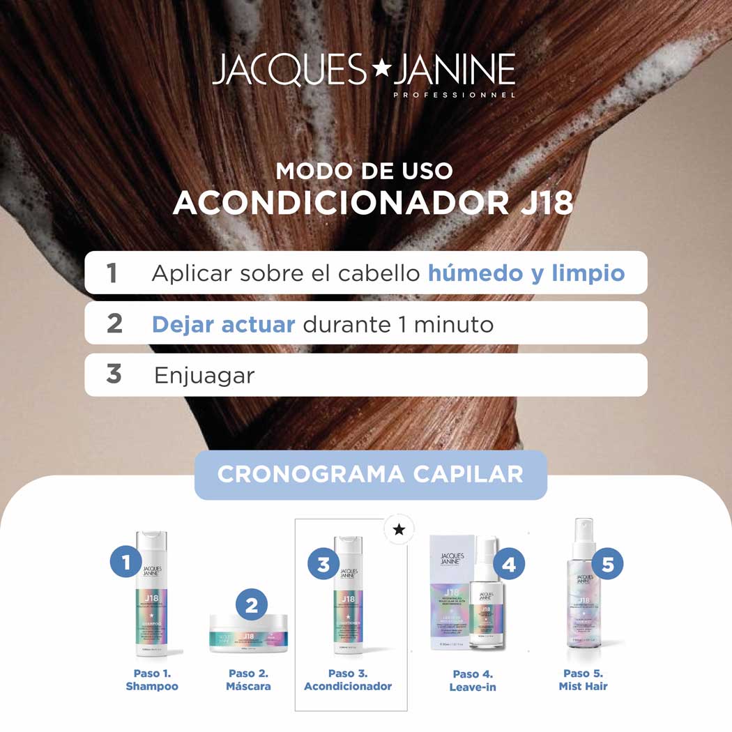 ACONDICIONADOR CAPILAR INTENSIVO J18 RESTAURACIÓN Y FUERZA 240ML JACQUES JANINE - 4
