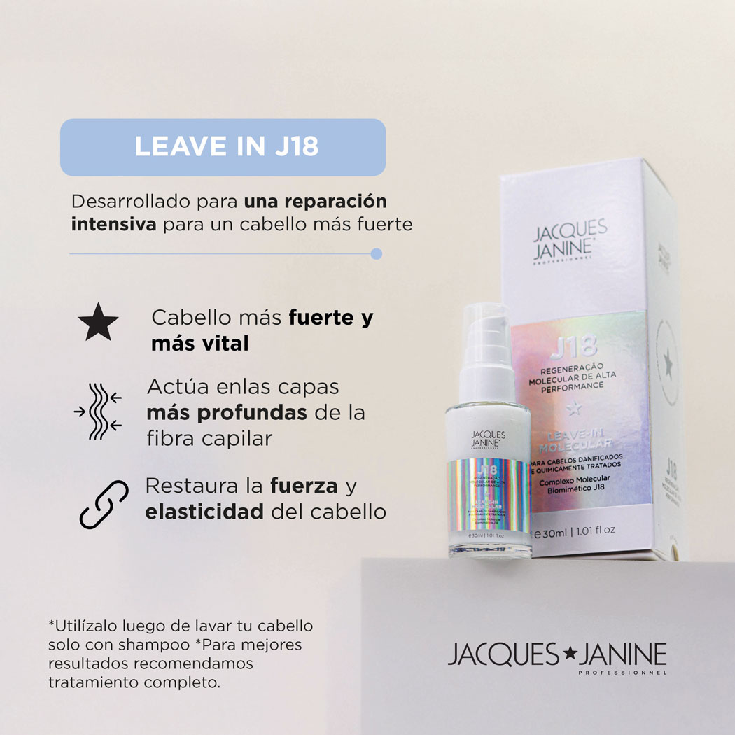TRATAMIENTO CAPILAR SIN ENJUAGUE J18 RESTAURACIÓN Y PROTECCIÓN 30ML JACQUES JANINE - 3