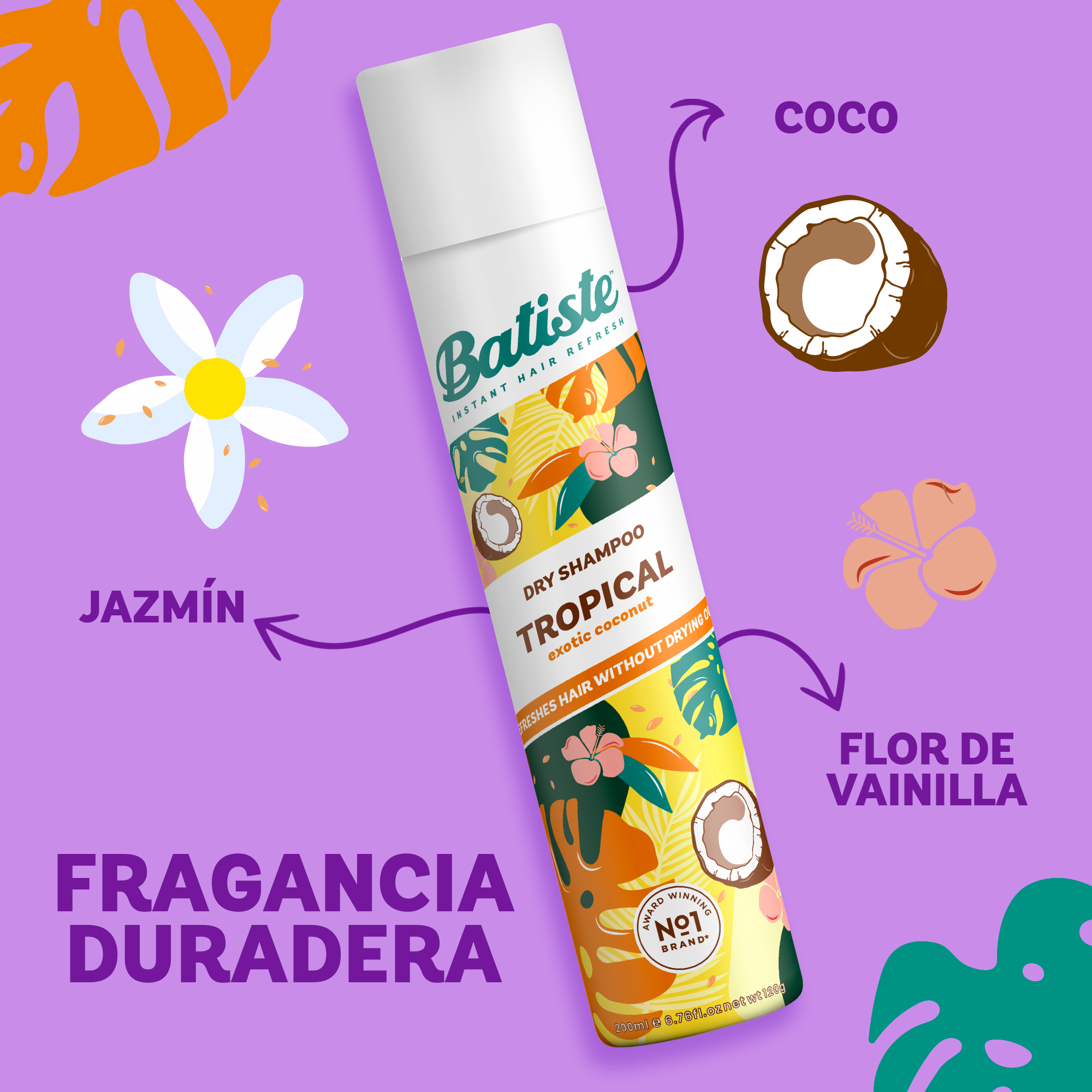 BATISTE SHAMPOO SECO FRAGANCIA TROPICAL COCO 200ML - 5