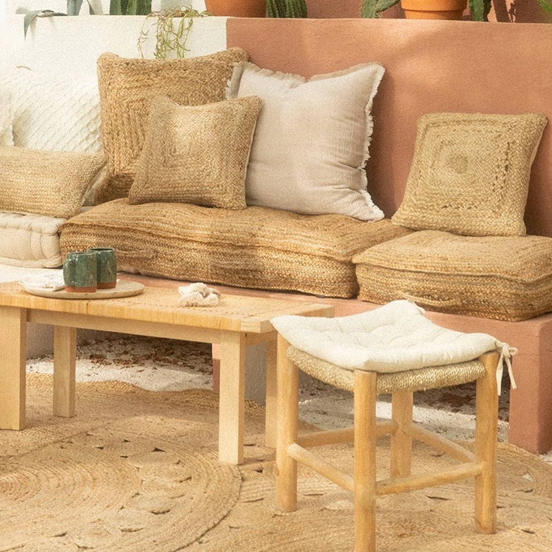 COJÍN CALMA HOUSE SUELO YUTE URAL 120X60X13 CM CAFÉ - 5