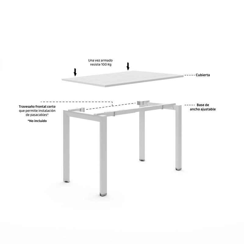 ESCRITORIO FORM OFFICE METALICO CON CUBIERTA MADERA NEO 160X70 - 6