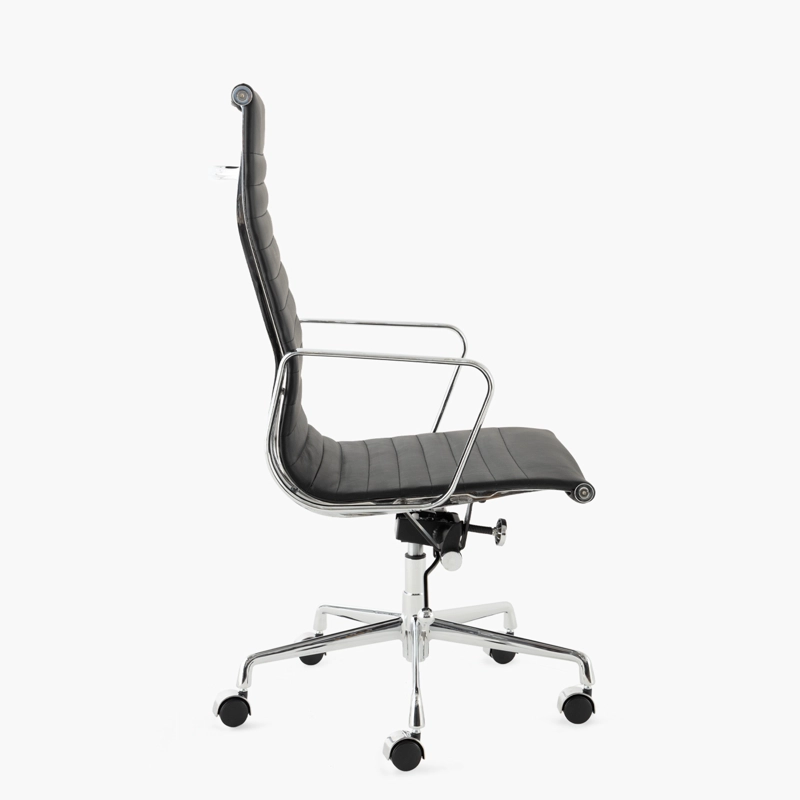 SILLA ESCRITORIO FORM OFFICE CUERO NEGRO ALUMINIUM ALTA REPLICA - 3