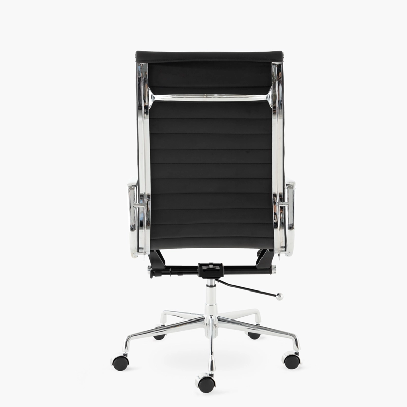 SILLA ESCRITORIO FORM OFFICE CUERO NEGRO ALUMINIUM ALTA REPLICA - 4