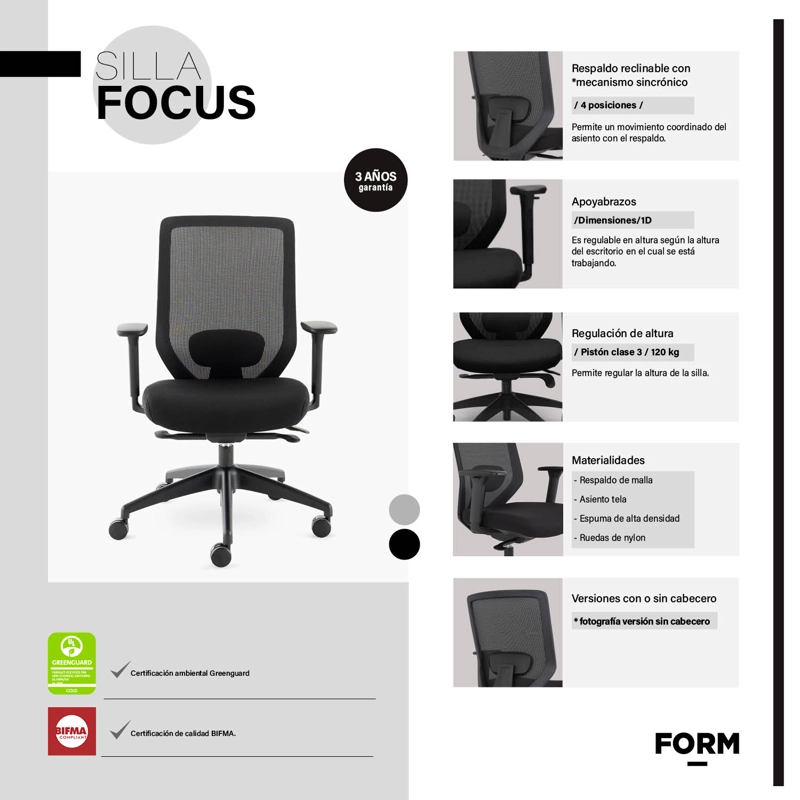 SILLA ESCRITORIO FORM OFFICE FOCUS - 9