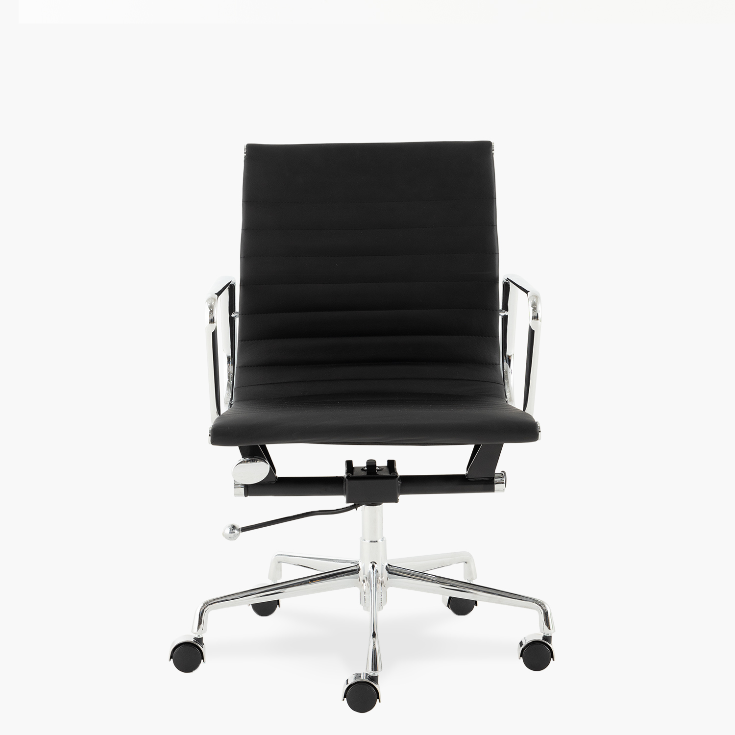 SILLA ESCRITORIO FORM OFFICE CUERO NEGRO ALUMINIUM TIPO - 1