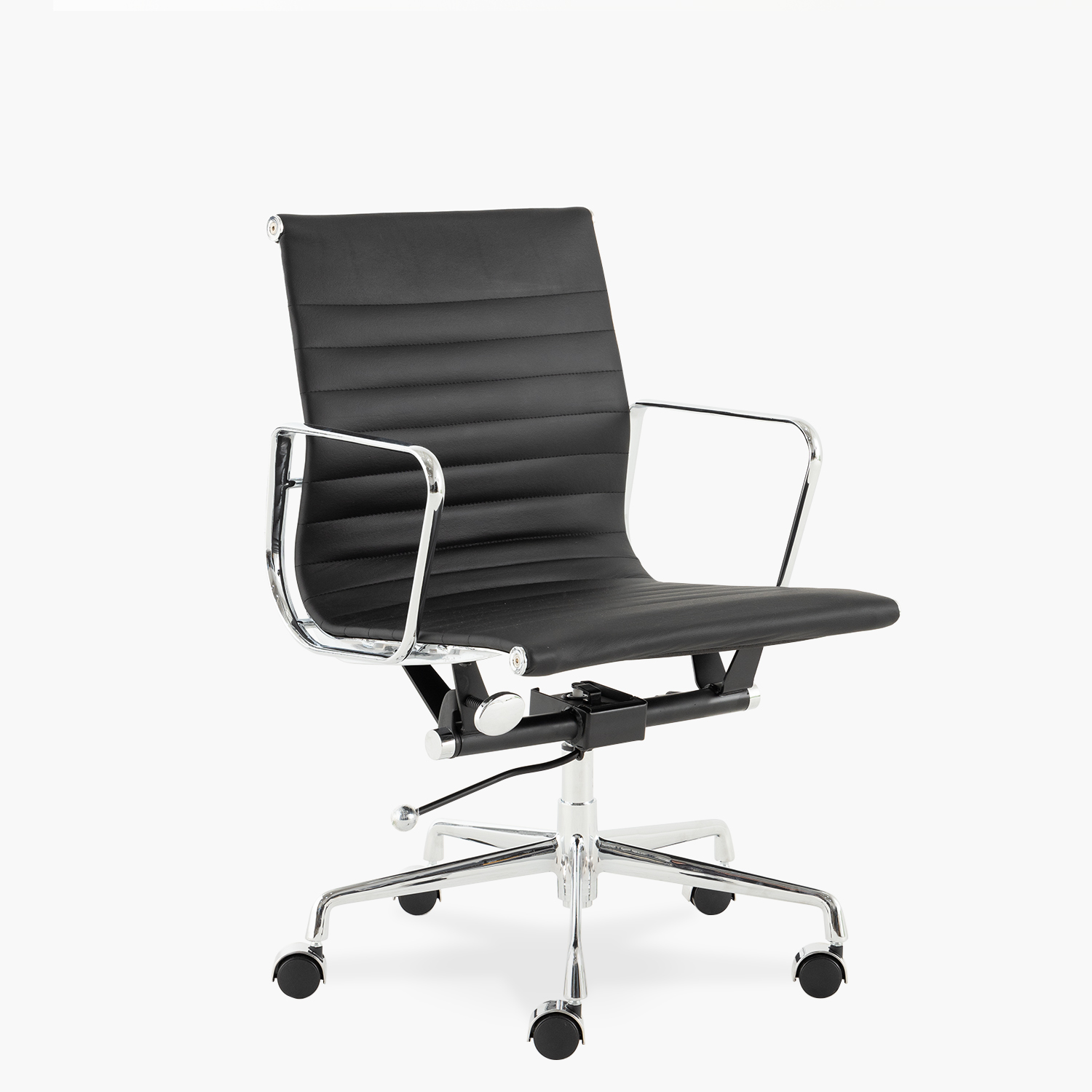 SILLA ESCRITORIO FORM OFFICE CUERO NEGRO ALUMINIUM TIPO - 3