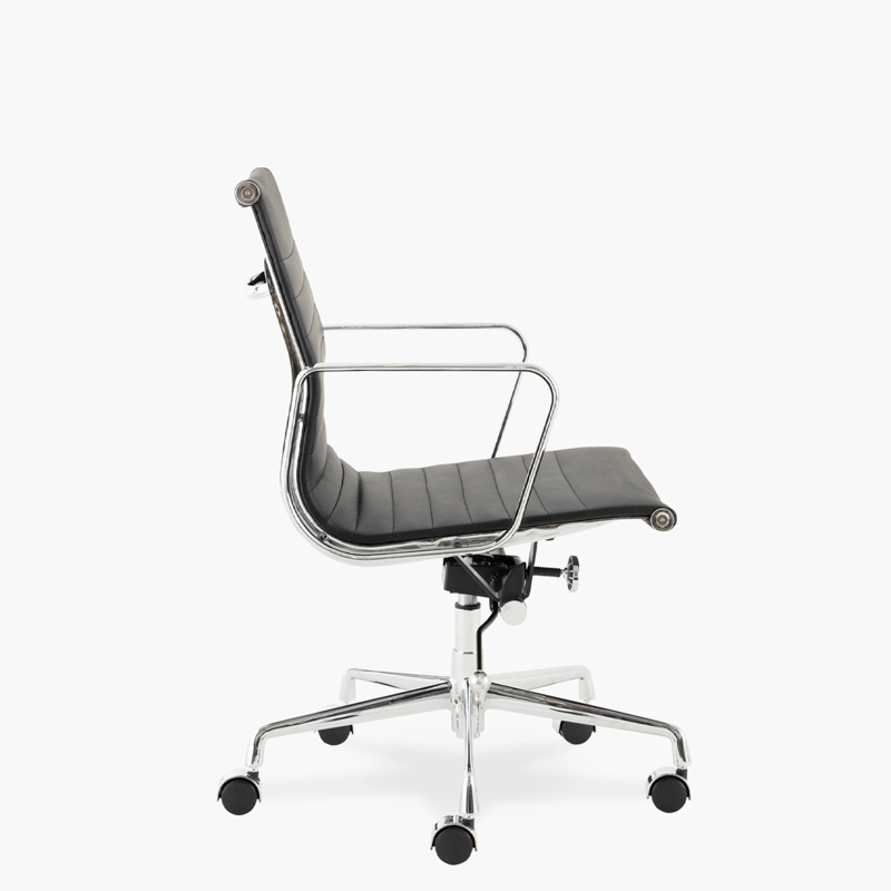 SILLA ESCRITORIO FORM OFFICE CUERO NEGRO ALUMINIUM TIPO - 4