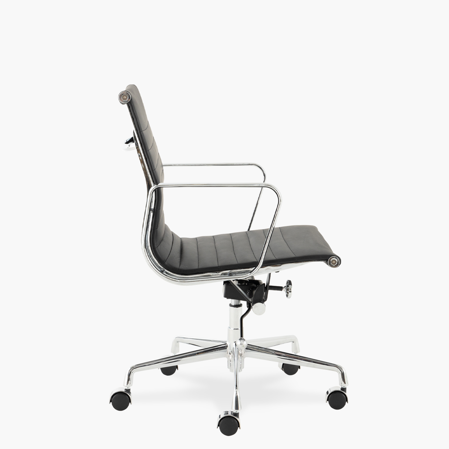 SILLA ESCRITORIO FORM OFFICE CUERO NEGRO ALUMINIUM TIPO - 4