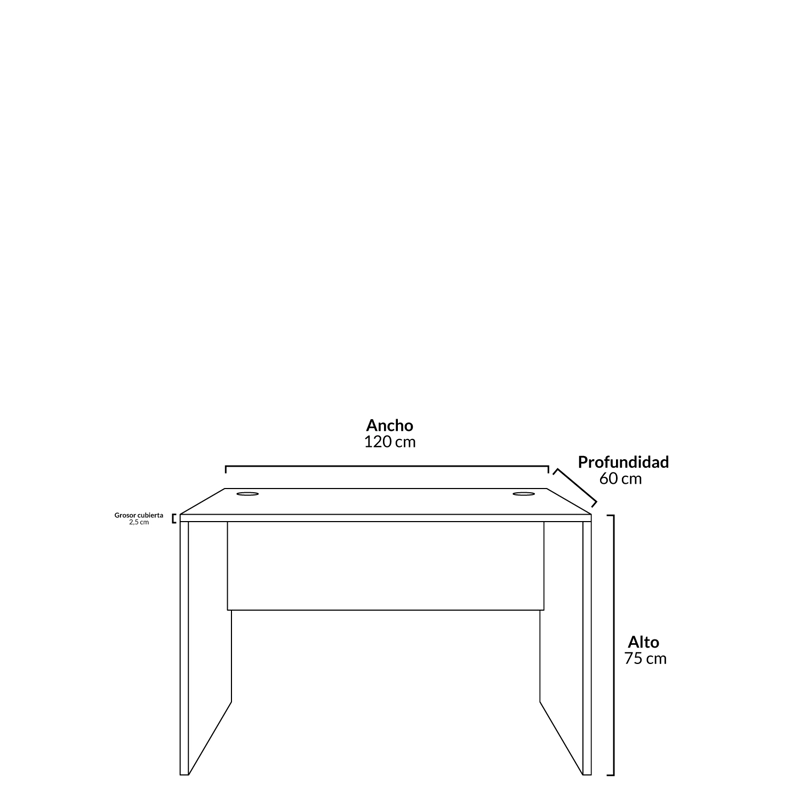 ESCRITORIO FORM OFFICE MELAMINA 120X60 METAL - 5