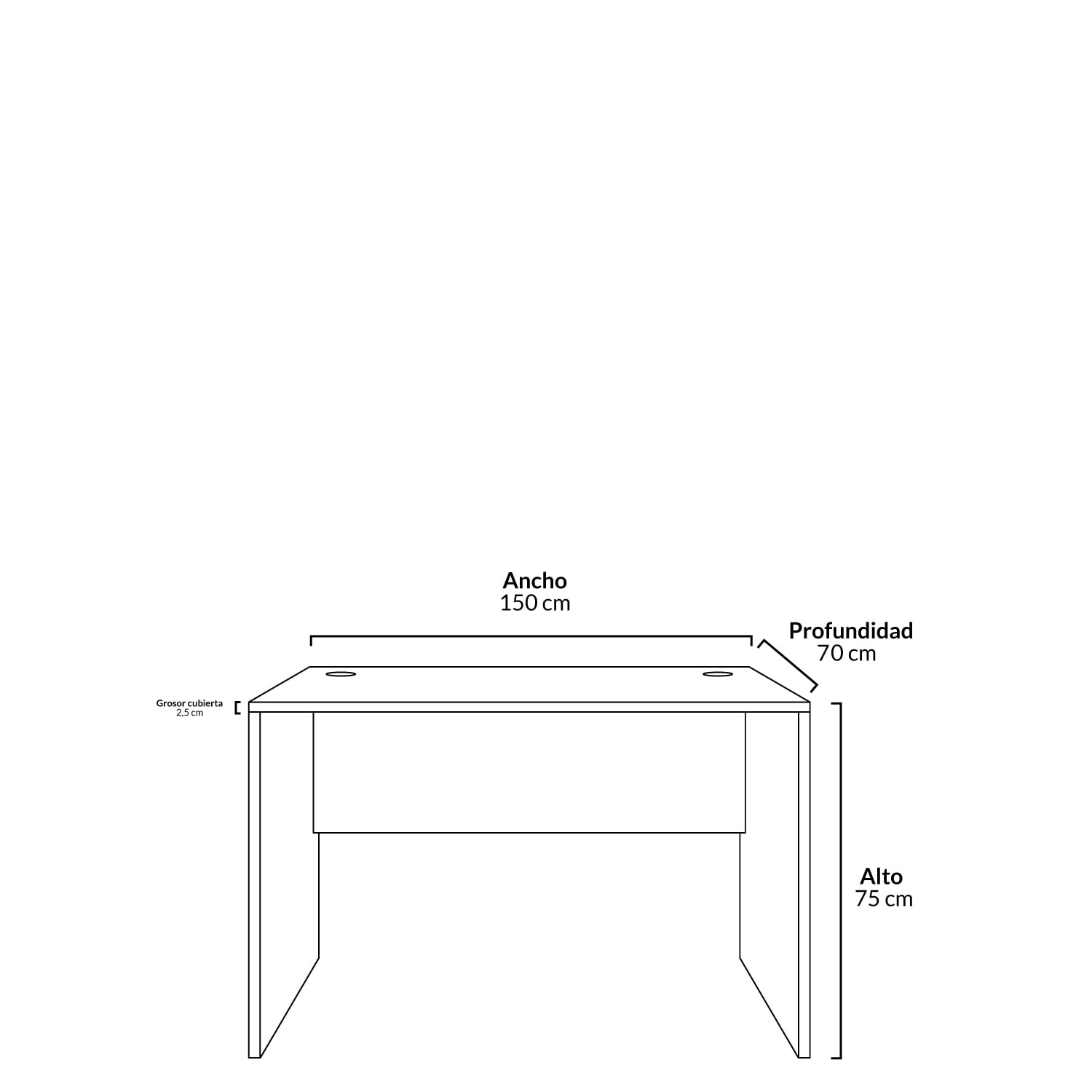 MESA OFICINA ESCRITORIO MELAMINA 150X70 FORM - 5