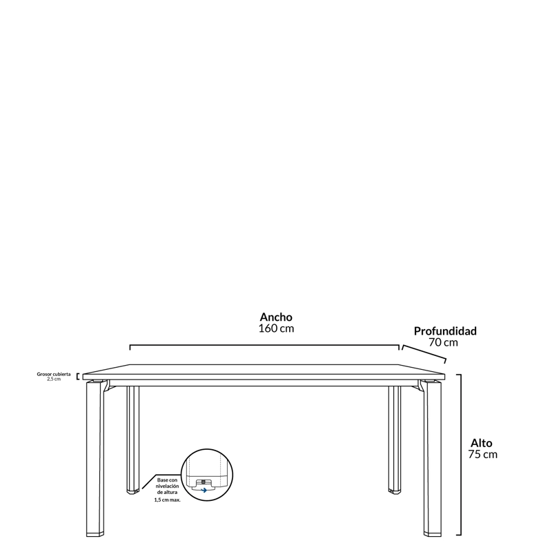 ESCRITORIO FORM OFFICE NEO CON PASACABLES 160X70 METAL - 4