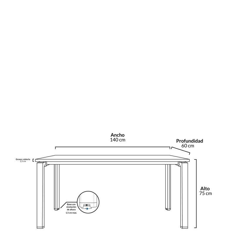 ESCRITORIO FORM OFFICE NEO CON PASACABLES 140X60 METAL - 4