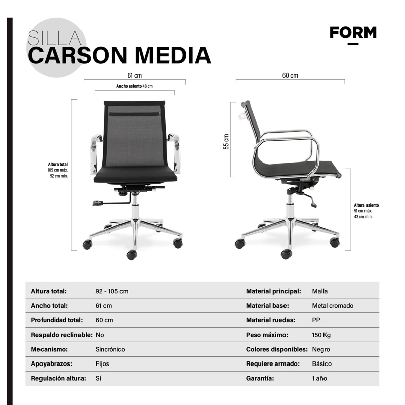 SILLA OFICINA FORM OFFICE NEGRO CARSON MEDIA - 6