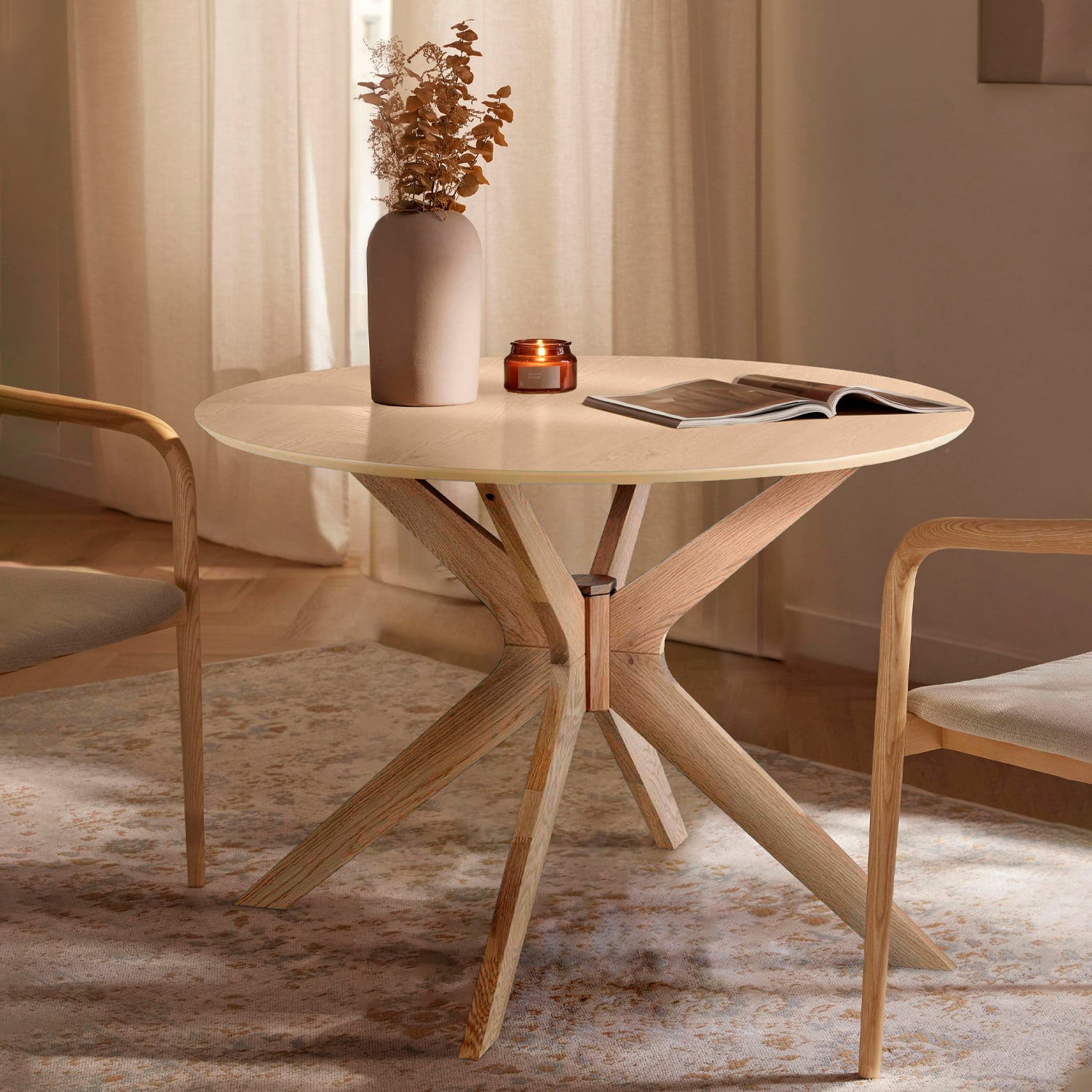 MESA DE COMEDOR FORM DESIGN DUNCAN REDONDA NATURAL MADERA - 2