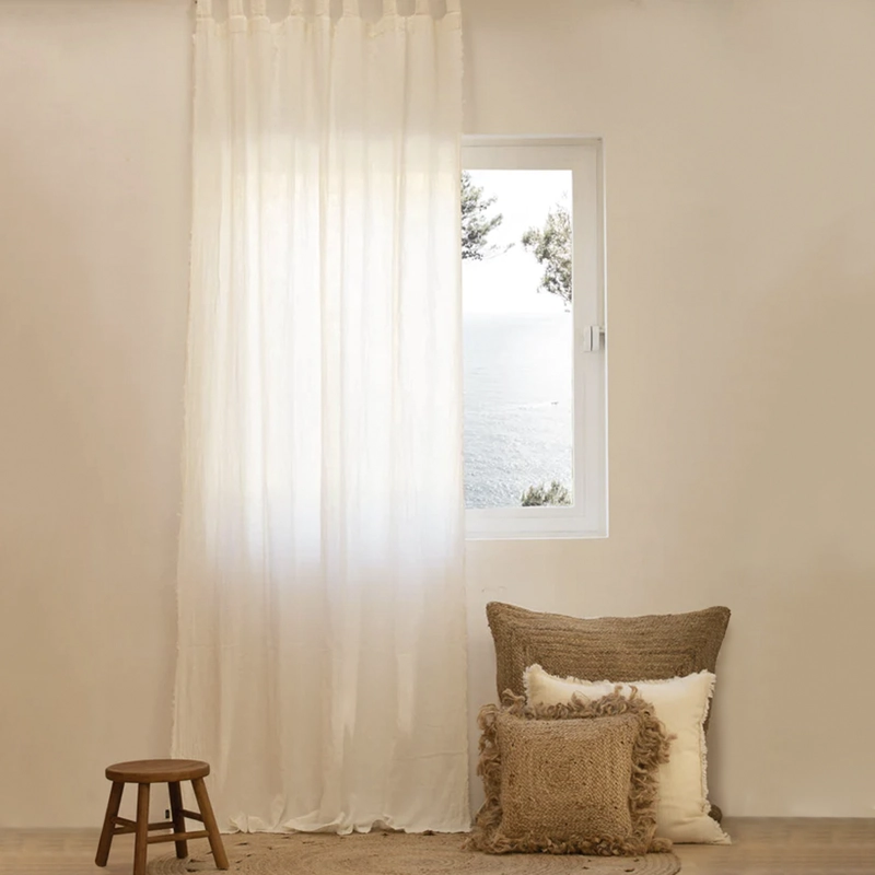 CORTINA ALGODON FRAY 140X280 BLANCO CALMA HOUSE - 2