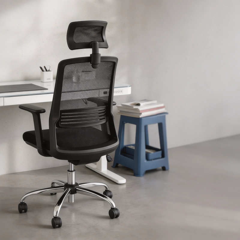 SILLA ESCRITORIO FORM OFFICE NEGRO CUBA ALTA BRAZO REG Y CABECERO - 7