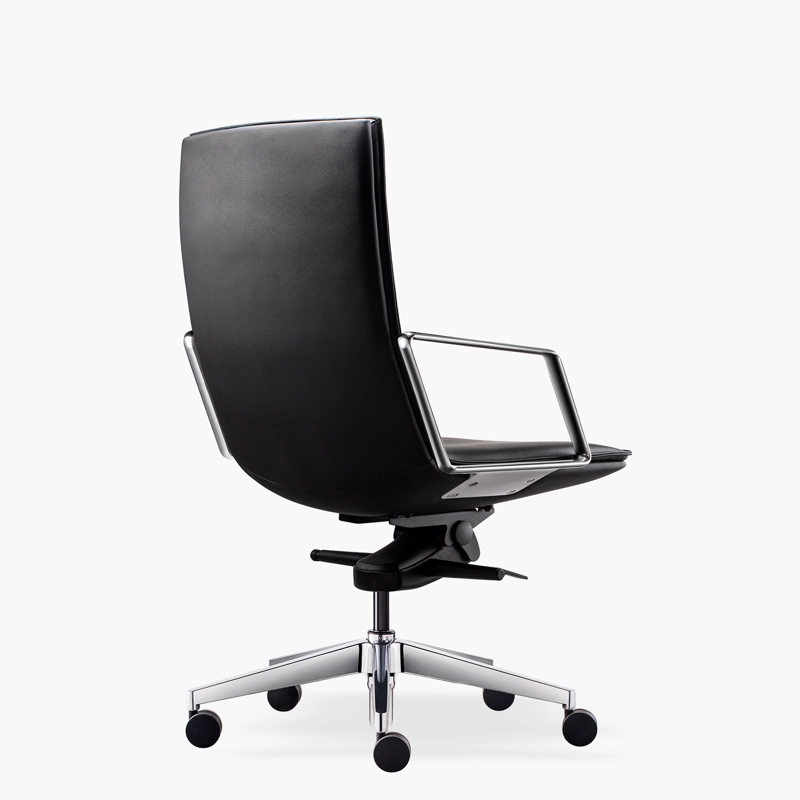 SILLA OFICINA FORM OFFICE ALUMINIO CUERO NEGRO ALEK MEDIA - 3