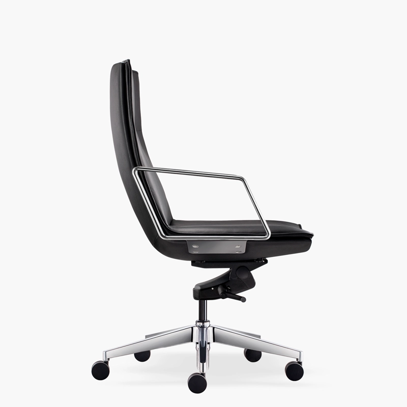 SILLA OFICINA FORM OFFICE ALUMINIO CUERO NEGRO ALEK MEDIA - 4