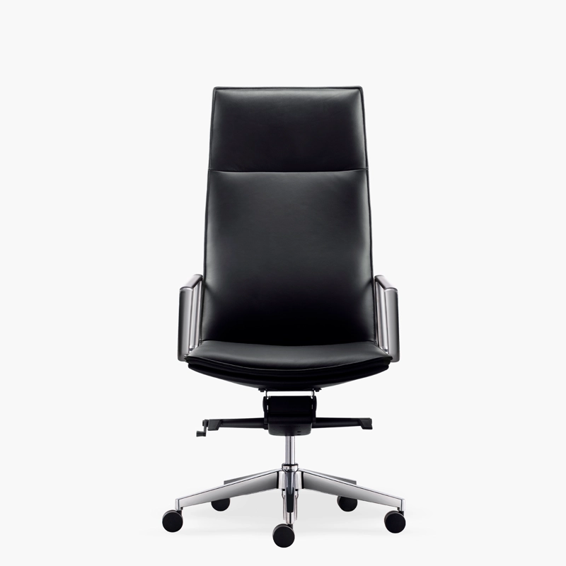 SILLA OFICINA FORM OFFICE ALUMINIO CUERO NEGRO ALEK ALTA - 1