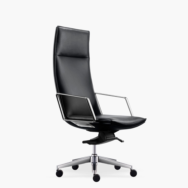 SILLA OFICINA FORM OFFICE ALUMINIO CUERO NEGRO ALEK ALTA - 3