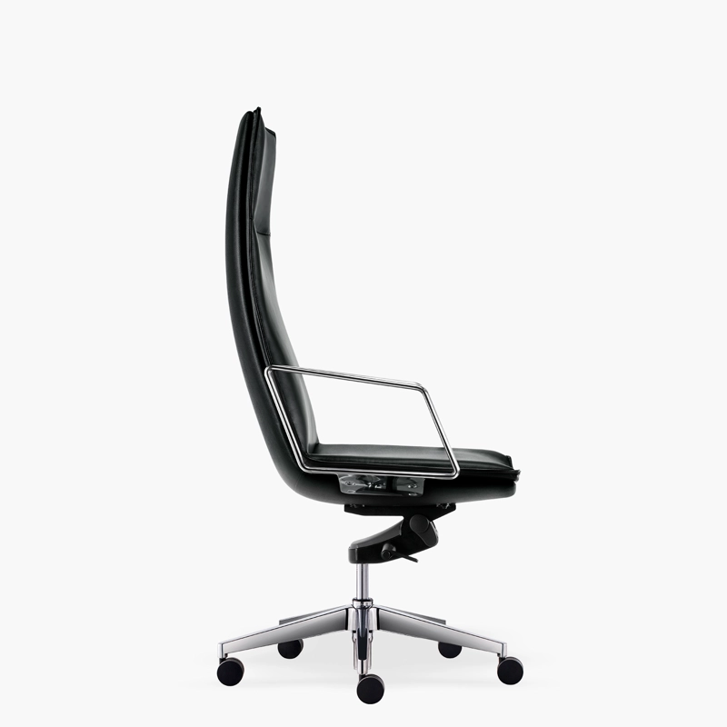 SILLA OFICINA FORM OFFICE ALUMINIO CUERO NEGRO ALEK ALTA - 4