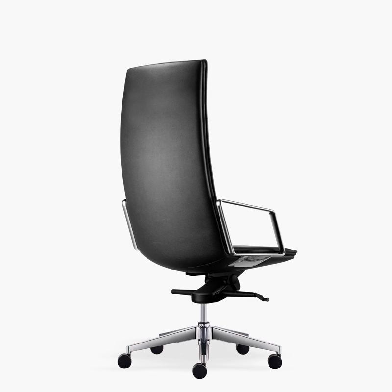 SILLA OFICINA FORM OFFICE ALUMINIO CUERO NEGRO ALEK ALTA - 5