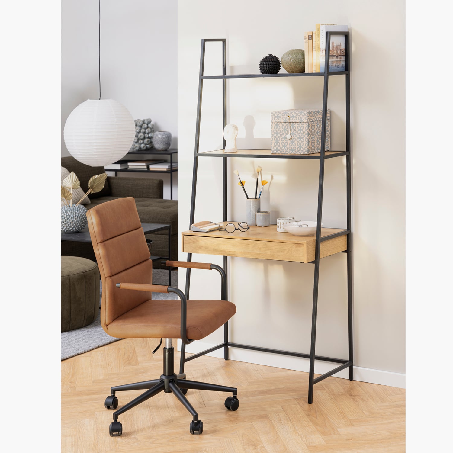 ESCRITORIO FORM DESIGN REPISA SEAFORD ROBLE METAL - 2
