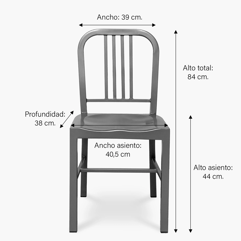 SILLA FORM DESIGN NAVY 1 CUERPO METÁLICA GRIS - 5