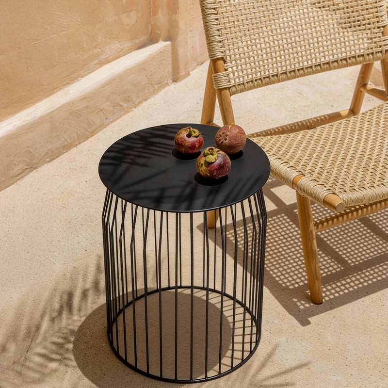 MESA LATERAL FORM DESIGN METÁLICA WIRE DIAM 48 NEGRO METAL - 2