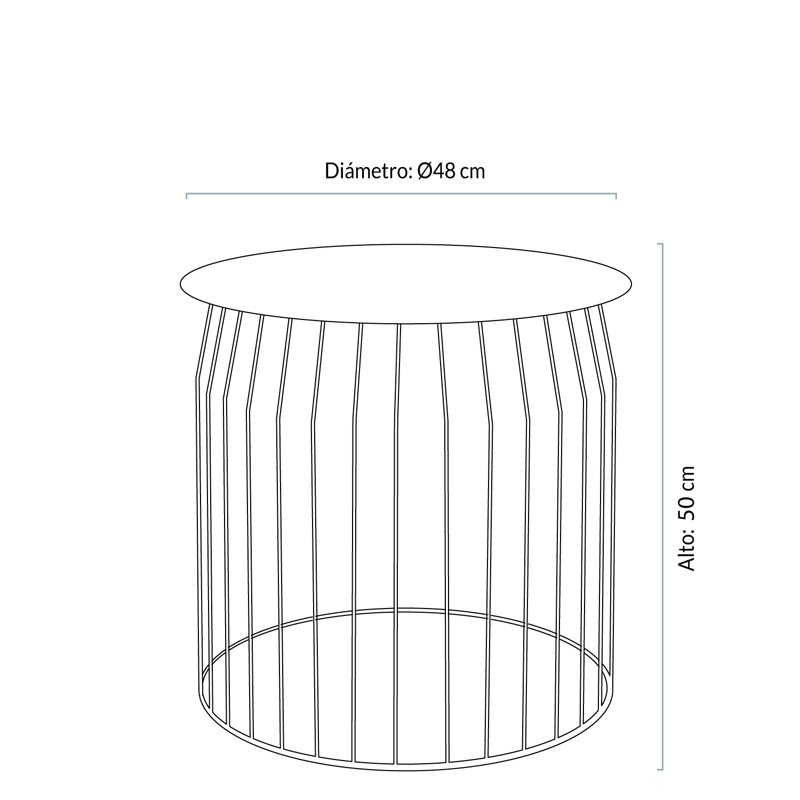 MESA LATERAL FORM DESIGN METÁLICA WIRE DIAM 48 NEGRO METAL - 5
